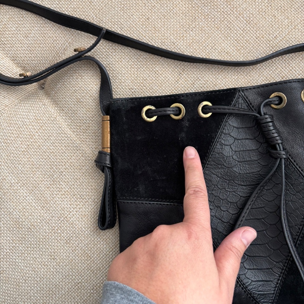 ba&sh Sparrow Suede Leather Python Shoulder Bag C… - image 4